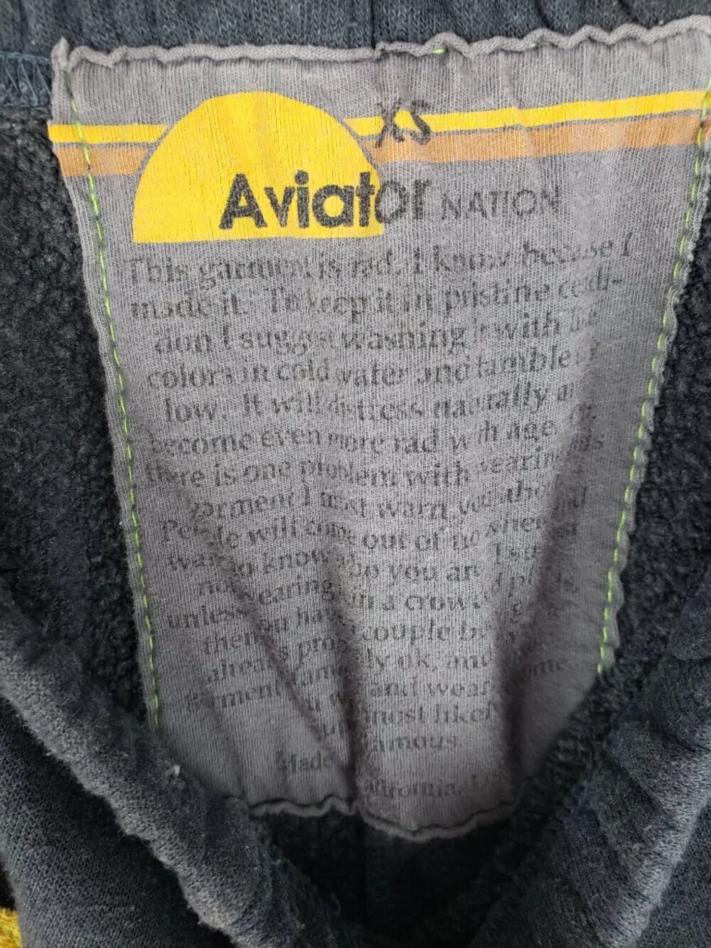 Aviator Nation Rainbow Heart Stitch Sweatpants Charcoal Gray Womens XS